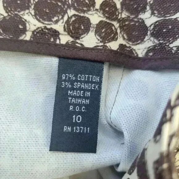 Ideology Women's Ivory & Brown Poly Circle Print Straight Skirt w Stud Accents - Picture 14 of 14